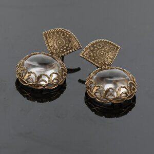 Stunning Etruscan MILOR Italy Gold Vermeil Quartz Drop Earrings 18K Gold over925